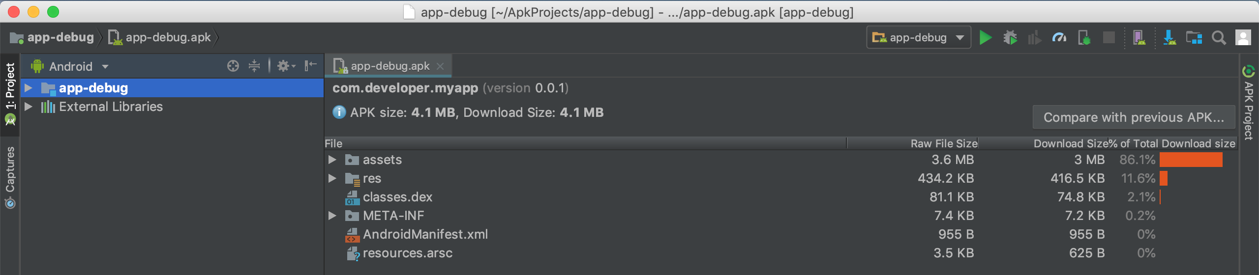 Screenshot highlighting the run button area in Android Studio to build and run an Android app.